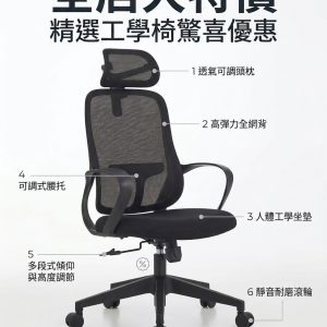 【NOS084 現貨】新款人體工學網背油壓椅